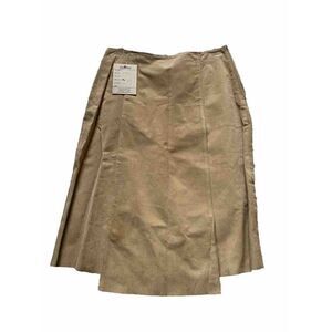 Tasha Polizzi Skirt Tan Leather Split Suede Small Mid Length A-Line Beige